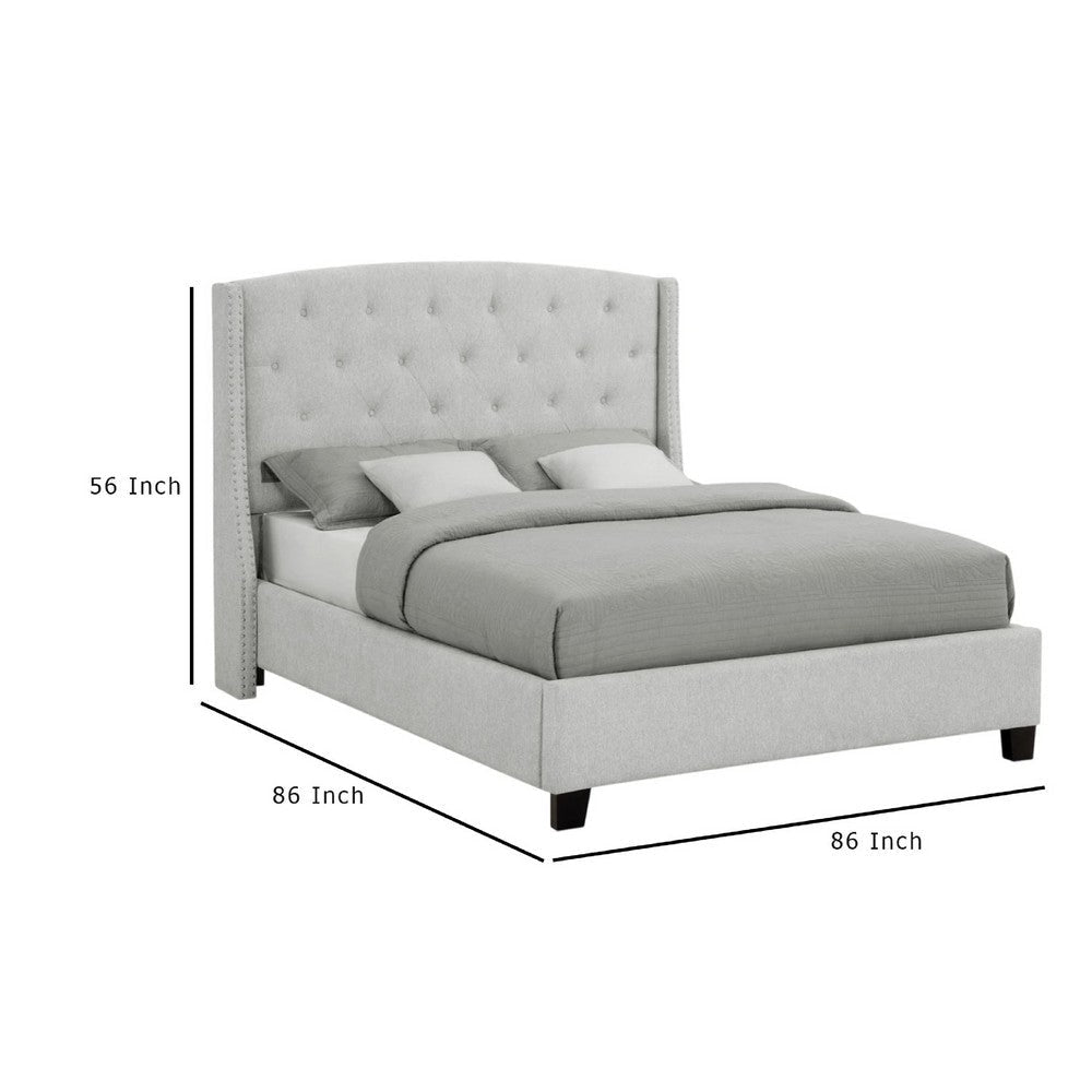 Elle King Size Bed | Tufted Wingback Headboard | Dove Gray Upholstery