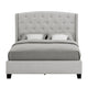 Elle Queen Size Bed | Tufted Wingback Headboard | Dove Gray Upholstery