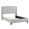 Elle Queen Size Bed | Tufted Wingback Headboard | Dove Gray Upholstery