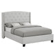 Elle Queen Size Bed | Tufted Wingback Headboard | Dove Gray Upholstery
