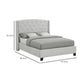 Elle Queen Size Bed | Tufted Wingback Headboard | Dove Gray Upholstery