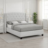 Elle Queen Size Bed | Tufted Wingback Headboard | Dove Gray Upholstery