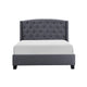 Elle Queen Size Bed | Tufted Wingback Headboard | Dark Gray Upholstery
