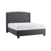Elle Queen Size Bed | Tufted Wingback Headboard | Dark Gray Upholstery