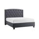 Elle Queen Size Bed | Tufted Wingback Headboard | Dark Gray Upholstery