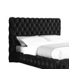 Goy King Bed | Low Profile | Button Tufted Black Velvet Upholstery