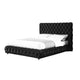 Goy Queen Bed | Low Profile | Button Tufted | Black Velvet Upholstery