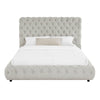 Goy King Size Bed | Low Profile | Button Tufted Gray Fabric Upholstery