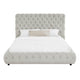 Goy King Size Bed | Low Profile | Button Tufted Gray Fabric Upholstery