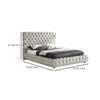 Goy Queen Size Bed | Low Profile Button Tufted Gray Fabric Upholstery