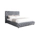 Goy King Bed | Diamond Tufted Gray Velvet Upholstery | Low Profile