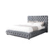 Goy Queen Bed | Diamond Tufted Gray Velvet Upholstery | Low Profile