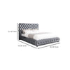 Goy Queen Bed | Diamond Tufted Gray Velvet Upholstery | Low Profile