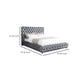 Goy Queen Bed | Diamond Tufted Gray Velvet Upholstery | Low Profile