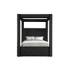 Beli King Size Canopy Bed | Tufted Design | Black Velvet Upholstery