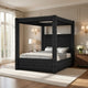 Beli King Size Canopy Bed | Tufted Design | Black Velvet Upholstery