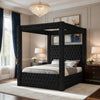 Beli King Size Canopy Bed | Tufted Design | Black Velvet Upholstery