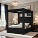 Beli King Size Canopy Bed | Tufted Design | Black Velvet Upholstery