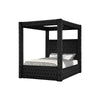 Beli King Size Canopy Bed | Tufted Design | Black Velvet Upholstery