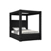 Beli Queen Size Canopy Bed | Tufted Design | Black Velvet Upholstery
