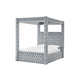 Beli King Size Canopy Bed | Tufted Design | Gray Velvet Upholstery