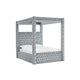 Beli King Size Canopy Bed | Tufted Design | Gray Velvet Upholstery
