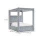 Beli King Size Canopy Bed | Tufted Design | Gray Velvet Upholstery