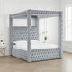 Beli King Size Canopy Bed | Tufted Design | Gray Velvet Upholstery