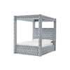 Beli Queen Size Canopy Bed | Tufted Design | Gray Velvet Upholstery
