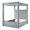Beli Queen Size Canopy Bed | Tufted Design | Gray Velvet Upholstery
