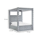 Beli Queen Size Canopy Bed | Tufted Design | Gray Velvet Upholstery