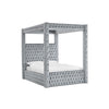 Beli Queen Size Canopy Bed | Tufted Design | Gray Velvet Upholstery