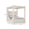 Beli King Size Canopy Bed | Tufted Design | Ivory Velvet Upholstery