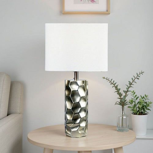Limy 2pc Table Lamp Set | White Shade | Silver Metal Resin Base | 29"