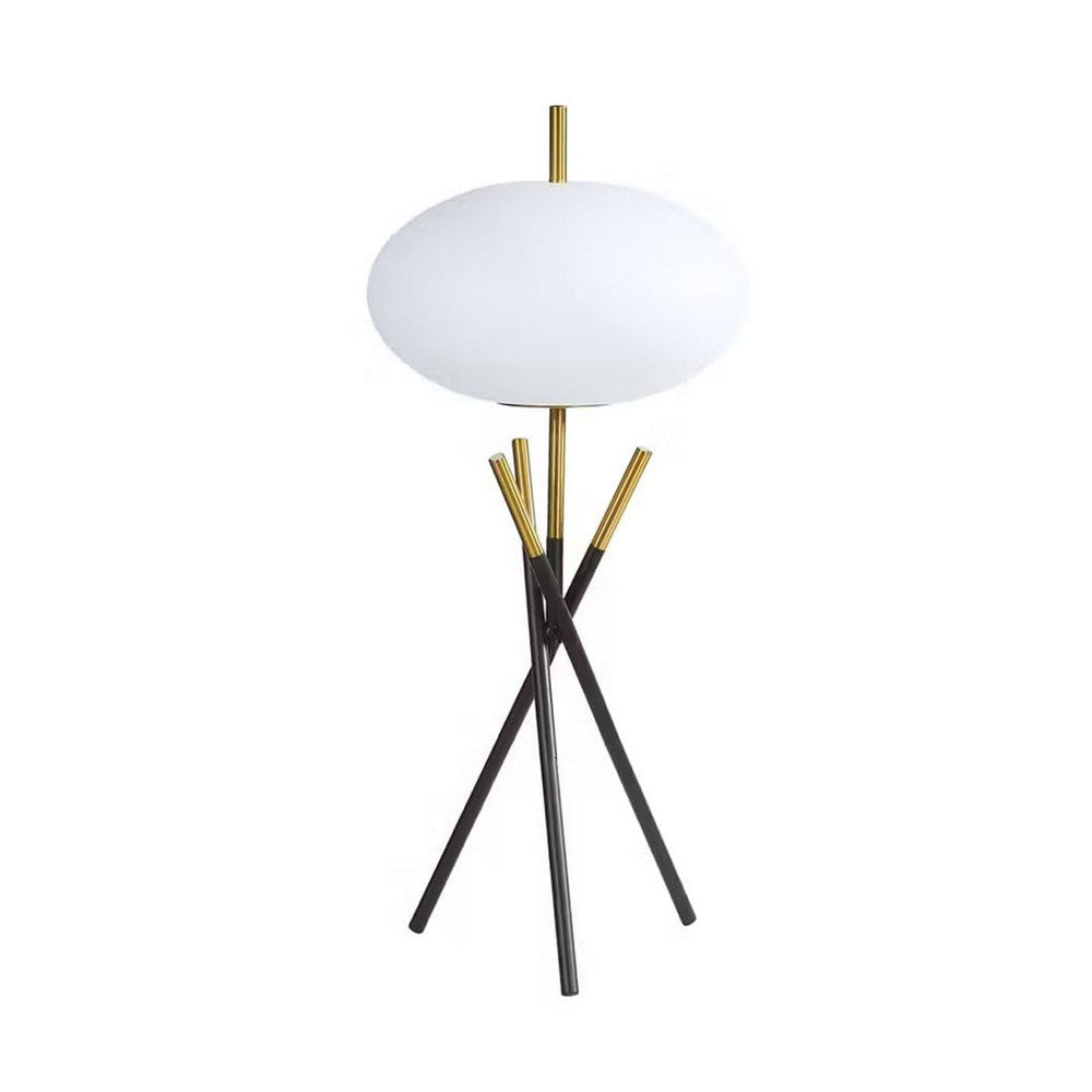 Azy Table Lamp | Frosted White Shade | Tripod Base | Black Gold | 30’’ BM336400
