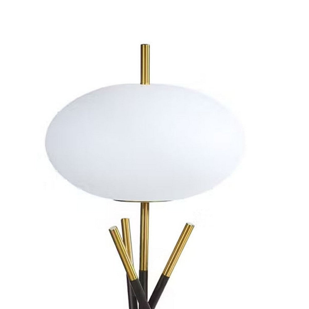 Azy Table Lamp | Frosted White Shade | Tripod Base | Black Gold | 30’’ BM336400