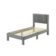 Cery Twin Size Platform Bed | Light Gray Upholstery Textured Headboard