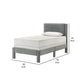 Cery Twin Size Platform Bed | Light Gray Upholstery Textured Headboard