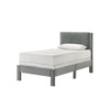 Cery Twin Size Platform Bed | Light Gray Upholstery Textured Headboard