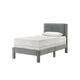 Cery Twin Size Platform Bed | Light Gray Upholstery Textured Headboard