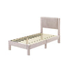 Cery Twin Size Platform Bed | Pink Upholstery | Textured Headboard