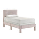 Cery Twin Size Platform Bed | Pink Upholstery | Textured Headboard