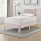 Cery Twin Size Platform Bed | Pink Upholstery | Textured Headboard