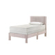 Cery Twin Size Platform Bed | Pink Upholstery | Textured Headboard