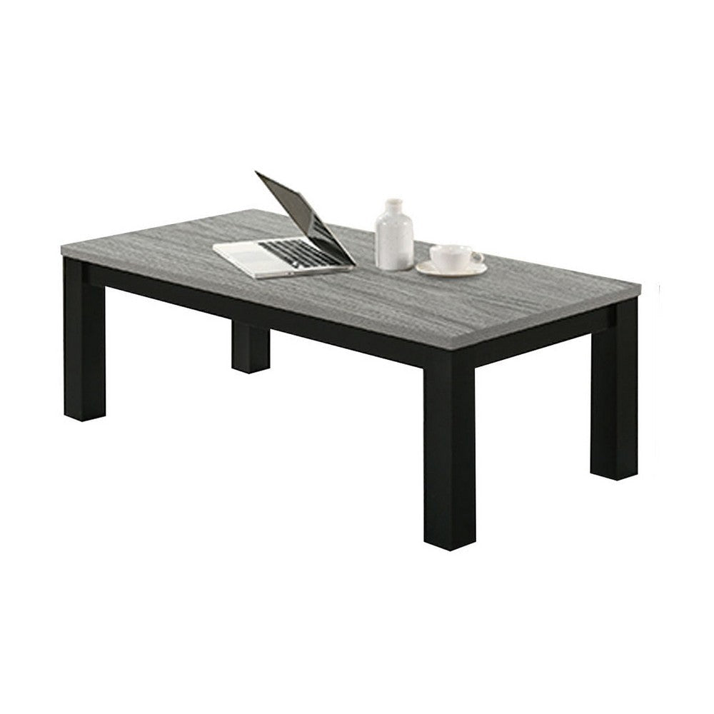 Tex 3pc Coffee and Side End Table Set | Gray Top | Black Wood Legs BM336413