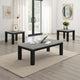 Tex 3pc Coffee and Side End Table Set | Gray Top | Black Wood Legs