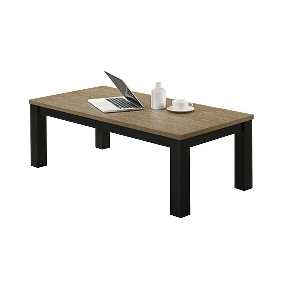 Tex 3pc Coffee and Side End Table Set | Brown Top | Black Wood Legs BM336414