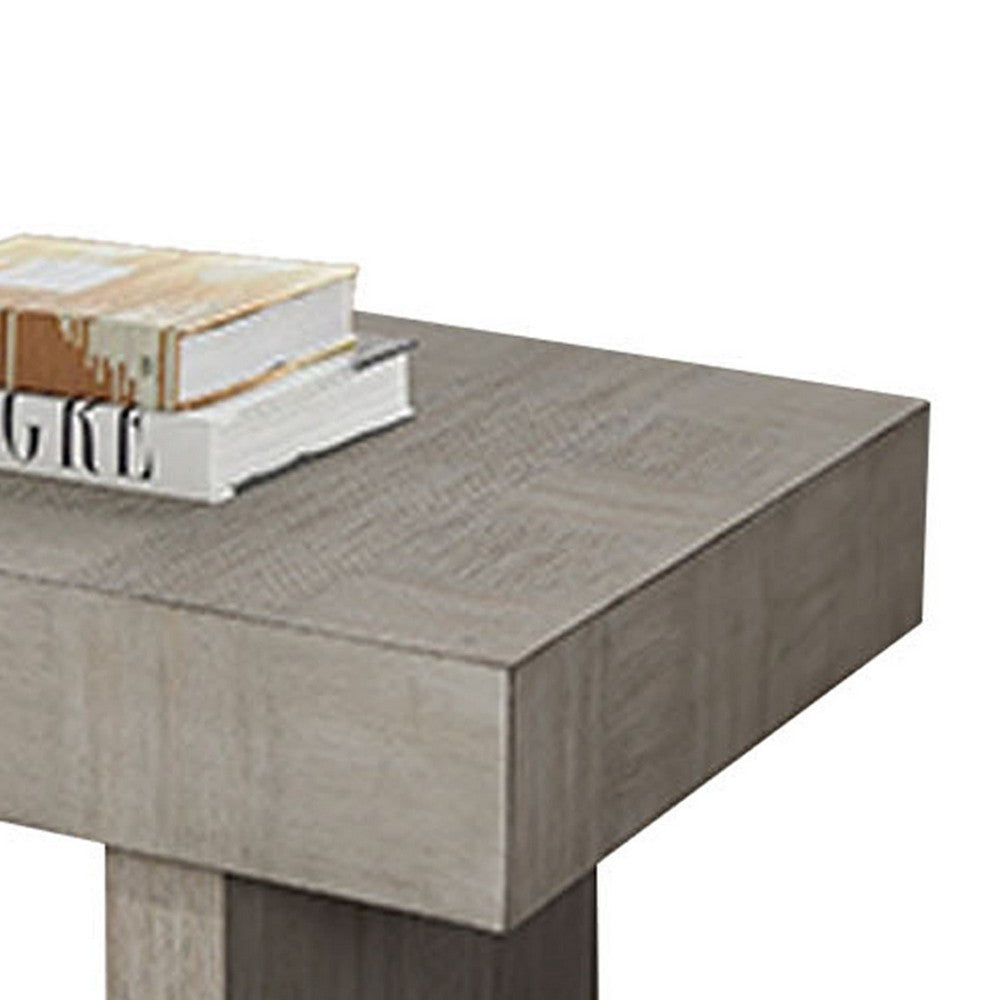Lezy Coffee Table | 52’’ | Gray Oak Wood Top | Double Pedestal Base BM336417