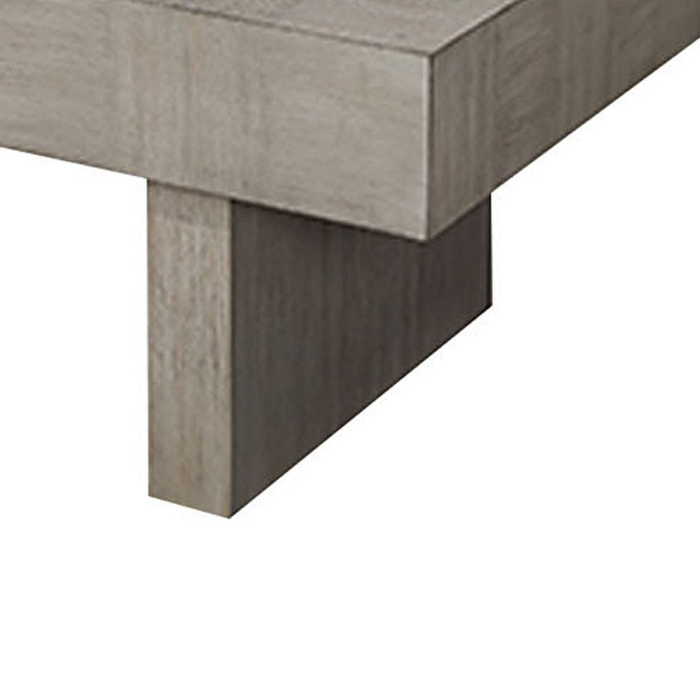 Lezy Coffee Table | 52’’ | Gray Oak Wood Top | Double Pedestal Base BM336417
