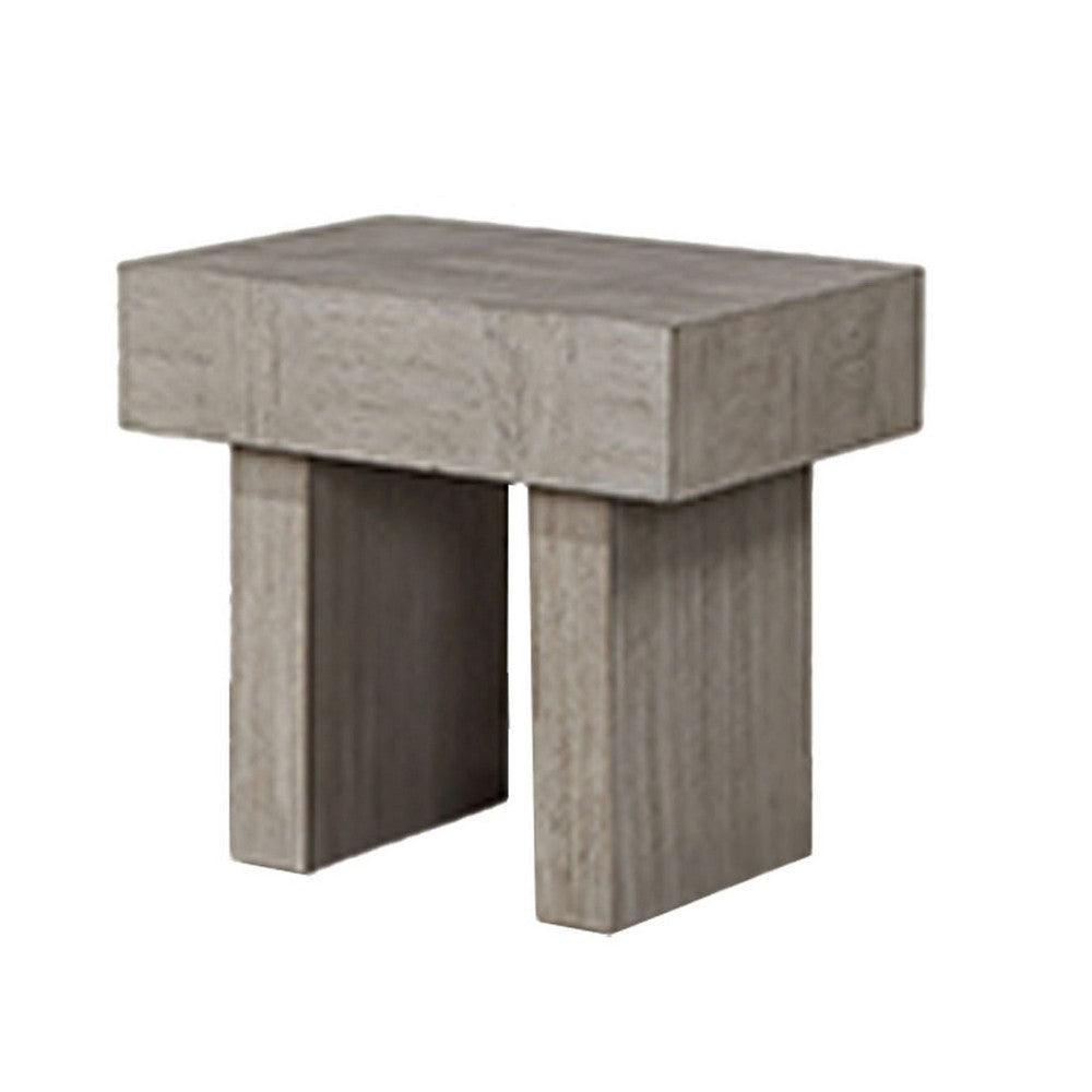 Lezy Side End Table | 22’’ | Gray Oak Wood Top | Double Pedestal Base BM336418